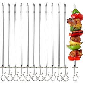 S325 Lebikol 12 Pack Kebab Skewers Bbq Barbecue Reusable Metal Stainless Steel Gri