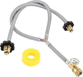 Lemfema 445010829877 Y Type Splitter Propane Tank Converter Adapter Hose With Gauge Stainles