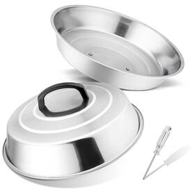 0l-lxgv-obmk Leonyo Cheese Melting Dome Set Of 2 12 Inch Metal Steam Basting Cover For Griddle Grill