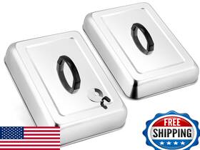 B0bbthv4j4 Leonyo 2-pack 13 Inch Stainless Steel Rectangular Heavy Duty Melting Dome For Griddl
