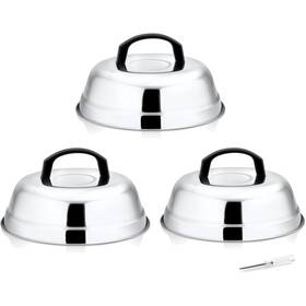 F5-ghd4-fk3s Leonyo 9 Inch Cheese Melting Dome Lid Set Of 3 Stainless Steel Griddle Accessories