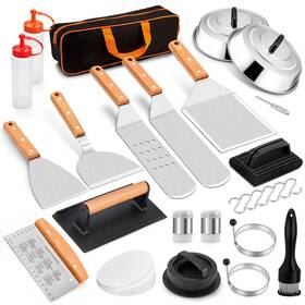 Na-21pc-mtsb Leonyo 21pcs Griddle Accessories Kitbbq Flat Top Grill Accessoriesstainless Steel Set