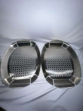 Linkfair 885196193411 Used Stainless Steel Bbq Grill Vegetable Meat Baskets / Trays - Set Of 2