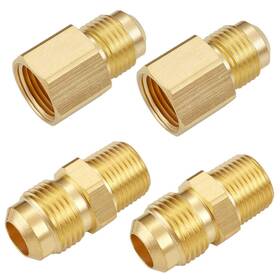 A189-38x14 Litorange 4 Pcs 3/8 Inch Flexible Flex Gas Line Hose Brass Connector Kit Male Flare