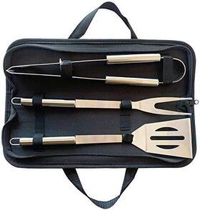 Llry 711334610088 3 Pcs Bbq Grilling Tools Set Ss Accessories Portable Bag Outdoor Cooking