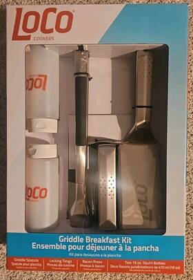 Loco 810088350719 Cookers Griddle Breakfast Kit 5 Piece Accessories With Bacon Press-nib