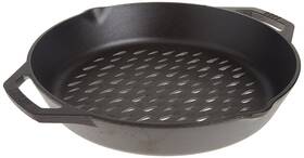 L10gbl Lodge Pre-seasoned Cast Iron Round Grilling Pan - Use On The 12 Inch Black