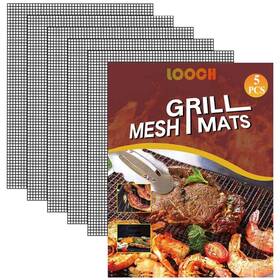 Looch 637740174410 Bbq Mesh Grill Mat Set Of 5 - Heavy Duty Nonstick Grilling Mats And Barbec