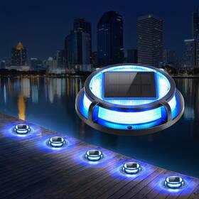6936109012 Lutec 4 Pack Solar Deck Lights Driveway Dock 12 Leds Light Blue