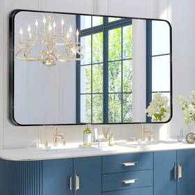 Llfym-76122-bk Luxhomez 30 Inch W X 48 H Black Vanity Rectangle Wall Mirror Aluminum Alloy Frame