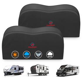 Tc-dat-2730-2p-blk M Comnova Outdoors Rv Tire Covers 2 Pack - 600d Dual Axle Cover For Camper Trail