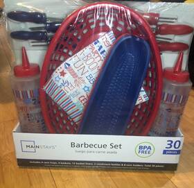 Ms48-020-113-02 Mainstays New 30 Piece Barbeque Set Bbq Party Mainstay Red White Blue Cookout Bpa Free