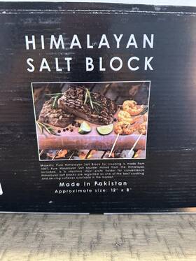 4336357158 Majestic Pure Himalayan Salt Block Kitchen Cooking Stainless Steel Holder 12 Inch X8