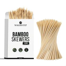 Makerstep 850005418481 Natural Bamboo Skewers For Bbq. Appetizer Kebab Fruit Cocktail Drinks