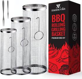 Mancola 445012549582 Bbq Net Tube-rolling Grilling Basket Rolling Baskets For Outdoor Grilli