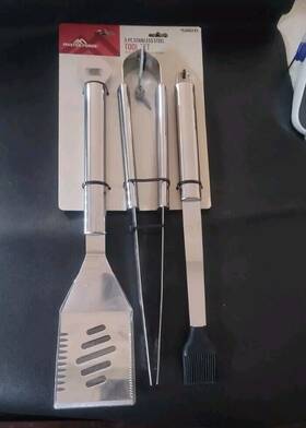 5506241 Master Forge 3 Pc Prestige Stainless Steel Tool Set For Bbq Grill Cooking Nice
