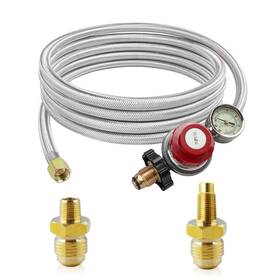 Mcampas 780682614015 12ft 0-30 Psi High Pressure Adjustable Propane Regulator With Gauge 3/8 Inch Fla