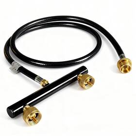 Pho009f Mcampas Dual 1lb Propane Tank Fuel Post With 5ft Extension Hose For Mr Heaters Grill