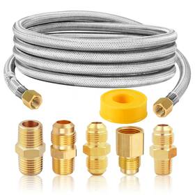 Ts074a Mcampas 10ft Heavy Duty Braided Propane Hose Extension - 5-in-1 Universal Con