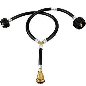 Qcc1 Mcampas Zj02 Propane Y Splitter Hose Adapter - Dual Tank Two Way Regulator Inlet And Po