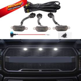 Mealam-04-19 Mealam F-150 Light-3w White Led Lights 3pcs Front Grille Raptor Lamps Car