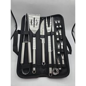 11-144 Meco Bbq Tools Set Stainless Steel For Grilling With Canvas Bag New