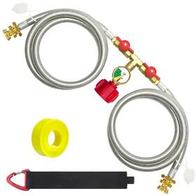 M8005 Mefun Upgraded 5ft Propane 2 Way Splitter Adapter Hose Stainless Braided Y