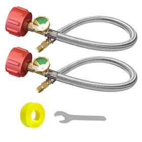 M8024 Mefun 2 Pcs Rv Propane Hose With Gauge 18 Inch Stainless Steel Braided Camper Tank Lp