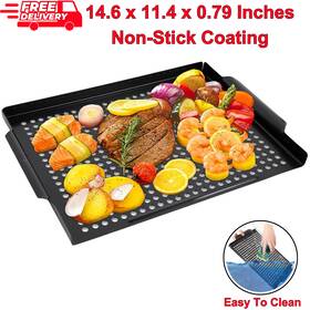 Pd-20794 Mehe Nonstick Vegetable Grill Basket-bbq Grilling Pan For Veggies Fish Meat 14 Inch X11