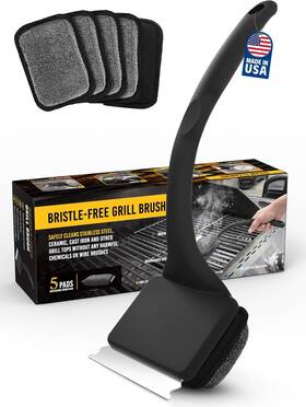 Meker Gb5 1 Grill Brush Bristle Free Cleaner With 5 Bbq Replacement Head