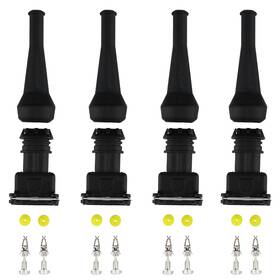 Micro Trader 095509570208 4pcs Fuel Injector Connector Ev1 Waterproof 2 0.25 Inches Black