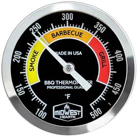 Midwest Hearth 645360707345 Bbq Smoker Thermometer For Barbecue Grill Pit Barrel 3 Inch Dial 4 Stem Lengt