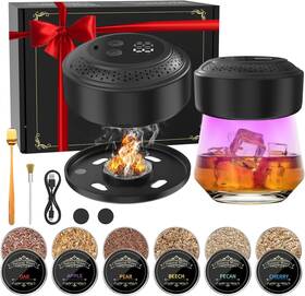 Mikesier 703559201279 Electric Whiskey Smoker Kit - 6 Wood Chip Flavors Built-in Lighter&ambient Ligh