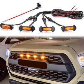 Mingjue 768470673628 Led Grill Lights For 2016-2022 Aftermarket Amber Light With Housing