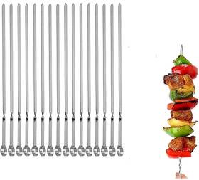 Txd2493 Mocumei Metal Bbq Skewers 14 Inch 16 Pack Stainless Steel Flat Grilling Sticks For Kabobs