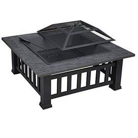 Mo-3004-mbk Moda Furnishings Liliy Upland 34 Inch X 21.6 Steel Fueled By Charcoal Or Wood Fire Pit