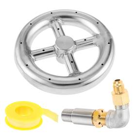Mootvgoo 752349319946 6 Inch Round Fire Pit Burner Ring With Stainless Steel And Brass 1/2 Air Mixer