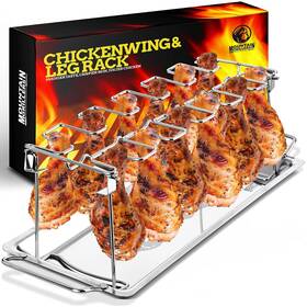 Mountain Grillers 060658260381 Chicken Leg Rack For Grill - Hold Up 12 Legs Wings Thighs Drumstic