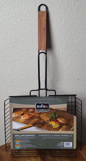 02008ys Mr. Bar-b-q 06606 Bbq Grilling Basket #02008ys Wood Handle Nib