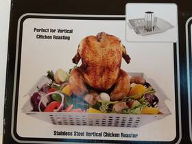 06710p Mr. Bar-b-q #06710p Chicken Grilling Roaster /wok Combo Verticle New S/steel