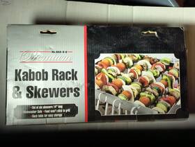 Mr. Bar-b-q 076903020193 Premium Kabob Rack And Skewers Set. Includes 6 S/s