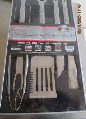 02227p Mr. Bar-b-q 076903022272 Bar-b-que Premium 5 Pc. Stainless Steel Bbq Tool Set #02227p