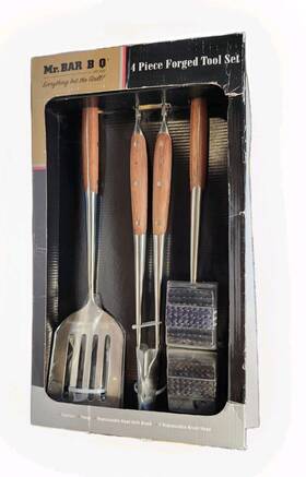 Pl-01 Mr Bar-b-q 4 Piece Barbecue Tool Set Stainless Steel Bbq Grilling Tools