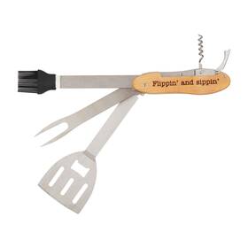 Mud Pie 718540742044 12 Inch Grilling Tool And Bottle Opener Set Natural