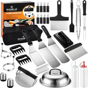 N Noble Family 744110333275 38pc Griddle Accessories Set Flat Top Grill Tools Spatula Cleaning Kit Bbq Gridd