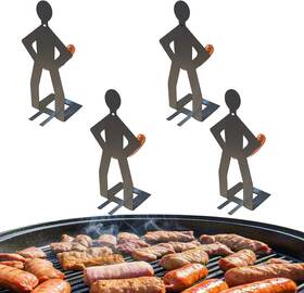 Natalieenati 445044728771 4pcs Funny Bbq Hot Dog Holder Stainless Steel Sausage Stand Grill Camping Tools
