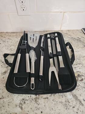 Newline Ny 198168367506 Newlineny Stainless Steel Bbq Grill Tool Kit 9 Pcs Set Tong Meat Fork Bas