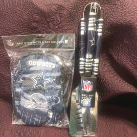 Nfl 194688006116 Dallas Cowboys Stainless Steel Grill 3 Piece Set Spatula Fork Tongs Oven Mitt