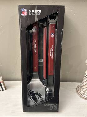 Nfl 810689026754 3-piece Arizona Cardinals Bbq Grill Set 18 Inch Stainless Steel - Never Used