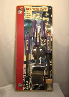 Nfl 837484050258 Baltimore Ravens 4 Piece Bbq Set Spatchula Fork Tongs Brush